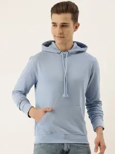 ARISE Men Blue Solid Hooded Sweatshirt