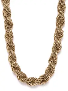 RICHEERA Women Antique Gold-Plated Beaded Twisted Necklace