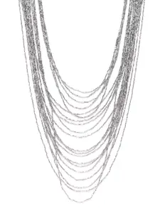 RICHEERA Women Silver-Toned Artificial Beaded Layered Necklace