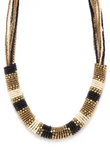RICHEERA Women Antique Black & Beige Gold-Plated Artificial Beaded Necklace
