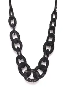 RICHEERA Women Black Textured Statement Necklace