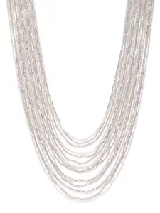RICHEERA Women Off-White & Silver-Toned Beaded Layered Necklace