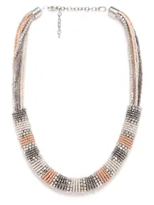 RICHEERA Women Beige & Brown Silver-Plated Beaded Necklace