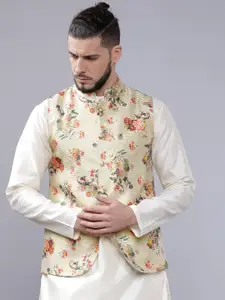 The Indian Garage Co Men Multicoloured Floral Printed Nehru Jacket