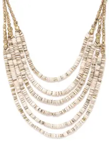 RICHEERA Women Off-White Gold Plated Beaded Layered Necklace