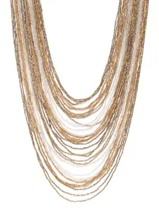 RICHEERA Women Antique Silver-Toned Gold-Plated Beaded Layered Necklace