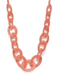 RICHEERA Women Rust Red Textured Statement Necklace