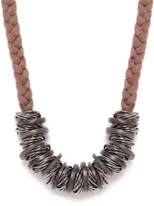 RICHEERA Women Coffee Brown & Gunmetal-Toned Necklace