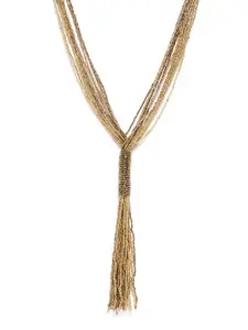 RICHEERA Women Gold-Toned Artificial Beaded Tasselled Necklace