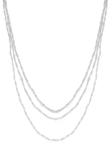 RICHEERA Women Silver-Toned Beaded Layered Necklace