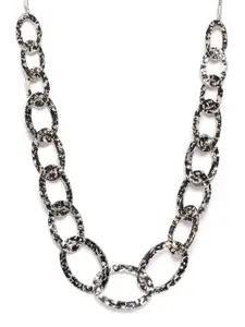 RICHEERA Women Black Silver-Plated Link Necklace