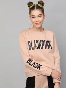 STREET 9 Women Pink & Black Printed Sweatshirt