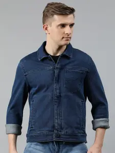 Louis Philippe Jeans Men Blue Washed Denim Jacket