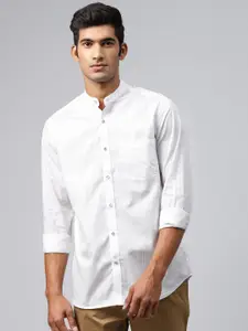 Raymond Men White Contemporary Regular Fit Solid Casual Shirt