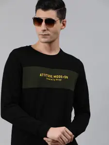 WROGN Men Black Printed Slim Fit Pullover Sweatshirt