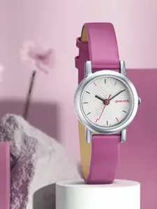 Sonata Women White & Pink Analogue Splash Leather Watch 8976SL14