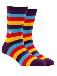 SockSoho Men Multicoloured Striped Above Ankle-Length Socks