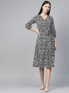 plusS Women Black & White Zebra Print A-Line Dress