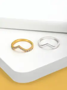 Carlton London Women Set of 2 Gold-Plated Handcrafted Finger Rings