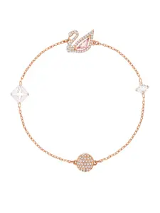 SWAROVSKI Pink Metal Rose Gold-Plated Link Bracelet