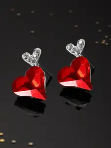 TOKYO TALKIES X rubans FASHION ACCESSORIES Silver Plated Red Heart Shaped Drop Earrings