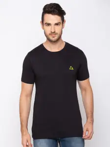 GIORDANO Men Black Solid Round Neck T-shirt