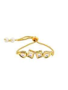 Yellow Chimes Gold Plated Handmade Studded Kundan Bracelet