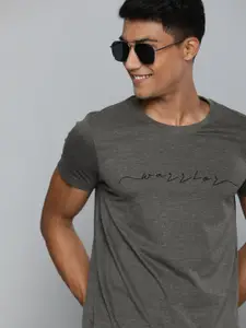 HERE&NOW Men Grey Printed Round Neck T-shirt
