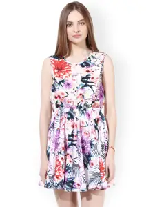Oxolloxo Multicoloured Floral Print Fit & Flare Dress