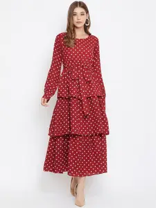 Berrylush Women Red Printed Fit and Flare Dress