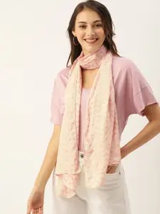 DressBerry Women Off-White & Pink Printed Scarf