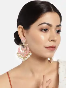 LAIDA Pink & Gold-Plated Handcrafted Enamelled Chandbalis