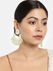 LAIDA Green & Gold-Plated Handcrafted Enamelled Chandbalis