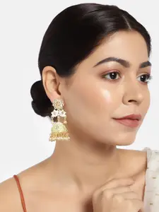 LAIDA Green & Gold-Plated Handcrafted Enamelled Jhumkas