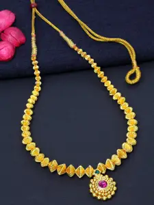 PANASH Gold-Plated & Purple Handcrafted Statement Necklace