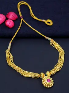 PANASH Gold-Plated & Purple Layered Necklace