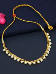 PANASH Gold-Plated & White Pearl Choker Necklace