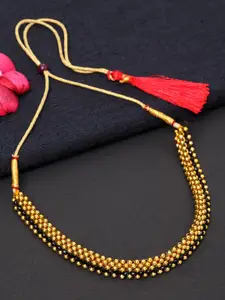 PANASH Gold-Plated & Black Choker Necklace