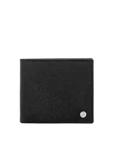 Eske Men Black Solid Leather Two Fold Wallet