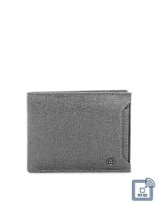 Eske Men Grey Solid Two Fold Leather Wallet