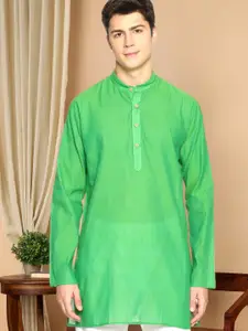 TATTVA Men Green Woven Design Straight Kurta