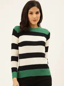 Style Quotient Women White & Black Striped Pullover
