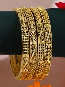 Adwitiya Collection Set of 4 24 CT Gold-Plated Handcrafted Bangles