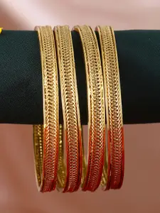 Adwitiya Collection Set of Four 24 Carat Gold-Plated Handcrafted Bangles