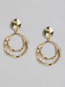 DressBerry Gold-Plated Circular Drop Earrings