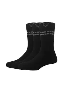 Allen Solly Men Pack Of 3 Black Solid Calf-Length Socks