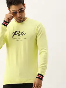 Peter England Men Yellow Printed Pullover Sweater