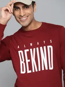 HERE&NOW Men Maroon & White Printed Sweatshirt