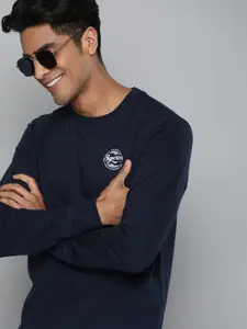 HERE&NOW Men Navy Blue Solid Sweatshirt