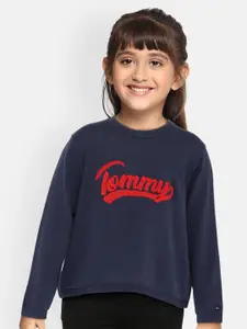 Tommy Hilfiger Girls Navy Blue Printed Pullover Sweater